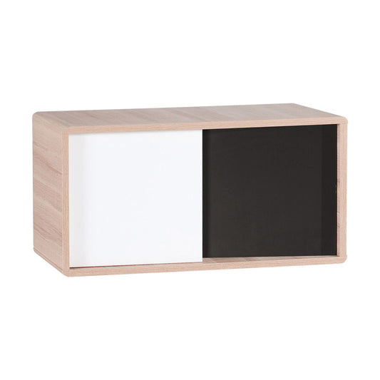 Горен шкаф за гардероб с чекмедже EVOLVE - канела дъб с бяло/черно/сиво