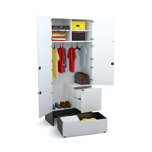 Гардероб 106 x 95 двукрилен с платформа с чекмедже-YOUNG USERS