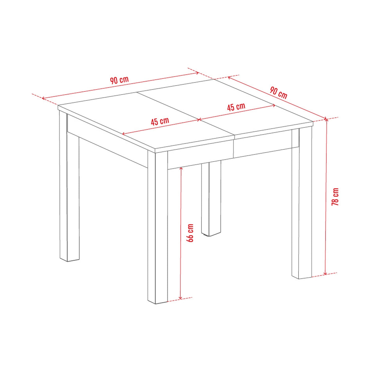 Разтегателна маса 90x90 Simple